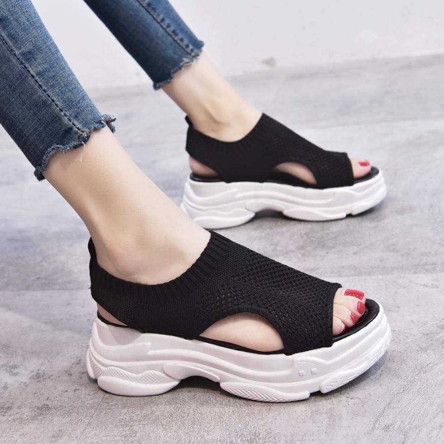 パンプス | 通気性 サンダル メッシュ 韓国風 歩きやすい 厚底 カジュアル レディース スポーツサンダル