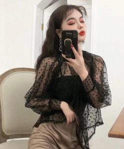 透かし編みトップス | シアーブラウス セットアップ アンサンブル