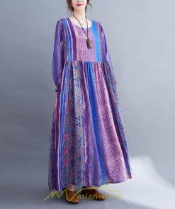 マキシ | ワンピース ルームウェア コットン 部屋着 大きいサイズ 秋 ゆったり 体型カバー 着痩せ レディース 可愛い　ゆったり ロング 外出 ぽっちゃり 長袖