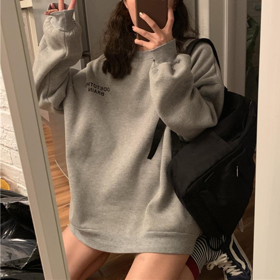パーカ | 裏起毛 オーバーサイズ プルオーバー 体型カバー 長袖 トップス トレーナー スウェット レディース