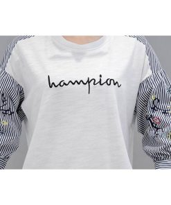 シャツ・ブラウス | シャツ ブラウス レディース パフスリーブ 花柄 刺繍 ストライプ トップス ラウンドネック 韓国風 カジュアル フェミニン トレンド ゆったり ファッション