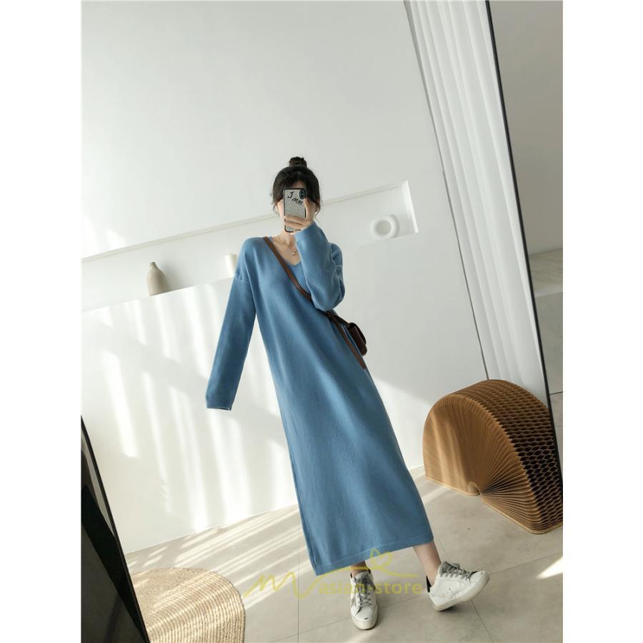 ニットワンピース | レディース 冬 きれいめ ニットフレア ロング おしゃれ 秋冬 長袖 送料無料 可愛い 萌え袖 上品 秋冬コーデ 20代30代40代50代 がーりー