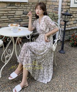 マキシ | ワンピース レディース 夏 40代 きれいめ 膝丈ワンピース 半袖 シフォンワンピ フリル ロング丈ワンピ オシャレ 着痩せ カジュアル 上品 上品 エレガント 新作