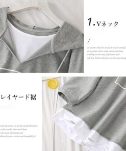 パーカ | レギンス レディース ルームウェアセット 部屋着 レイヤード風 セットアップ カジュアル 重ね着風 2点セット パーカー