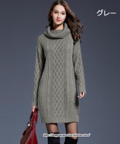 マキシ | ニットワンピース ワンピース レディース 秋冬 チュニック ニット ひざ丈 長袖 ハイネック ゆったり 無地 オシャレ 通学 かわいい 大きいサイズ 通勤