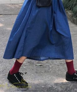 デニムワンピース | ゆるワンピース レディース デニム 長袖 レトロ風 可愛い Aラインワンピース フリーサイズ 丸首 体型カバー おしゃれ 秋 コーデ ゆったり