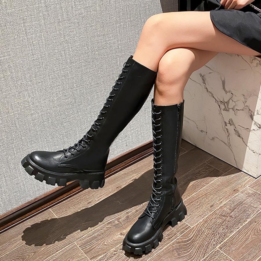 ニーハイブーツ | ロングブーツ レディース レースアップ靴
