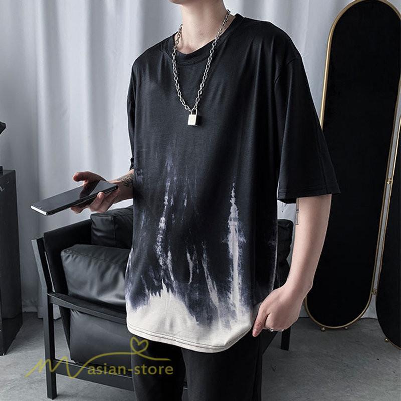Tシャツ | カットソー メンズ 半袖 ゆったり カジュアル 半袖トップス サマー 夏新作 クルーネック 絞り染め おしゃれ ストリート カッコウイイ コットン