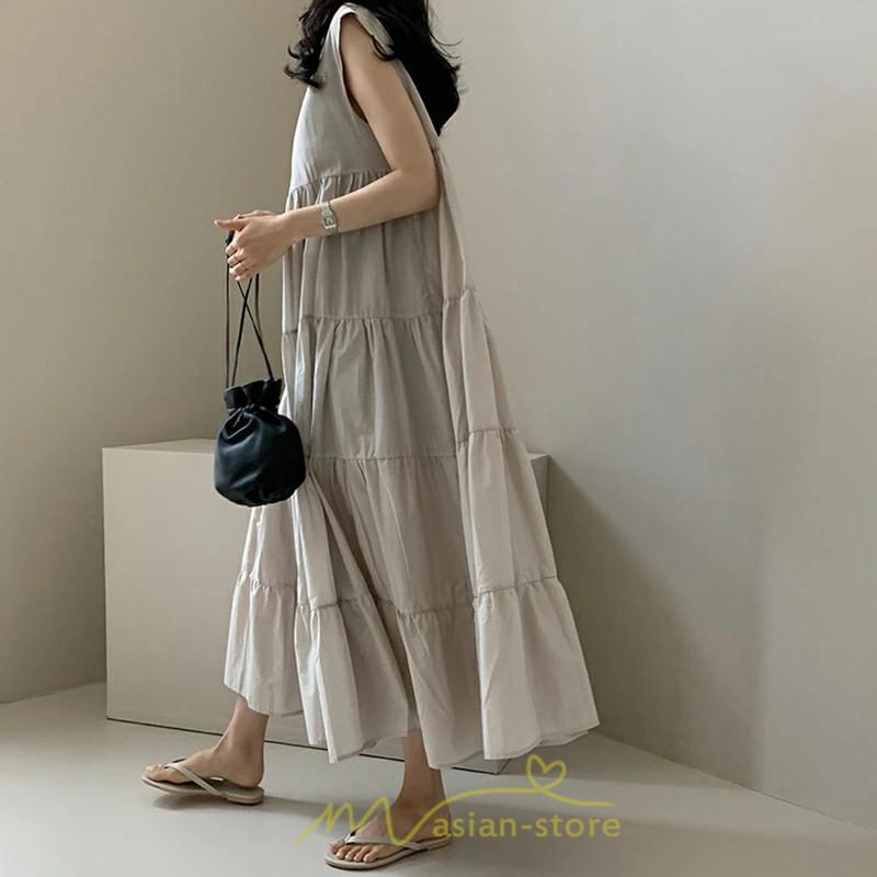 マキシ | 夏ワンピース ロングワンピース シフォンワンピース レディース ワンピ 体型カバー 50代 40代 30代 20代 可愛い 夏 春 大人 ノースリーブ 無地 涼しい