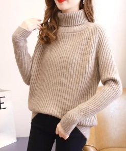 ニット・セーター | リブニットトップス タートルネック 韓国