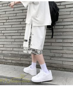 ハーフパンツ ショート | ハーフパンツ メンズ ショート丈 新作 夏コーデ おしゃれ 重ね着 レイヤード風 白 黒 日常感 カジュアル 運動着 ワイドパンツ ゆったり スウェットパンツ 着回し