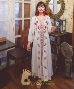 マキシ | ワンピース レディース ロングワンピース ロング丈 マキシ丈 綿麻 長袖 Vネック 花柄 体型カバー ゆったり ゆるっとワンピース リネン 夏 シンプル 秋 かわいい