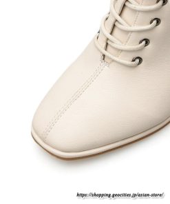 ショートブーツ | レディース 裏起毛なし 裏起毛あり スクエアトゥ ブーツ チャンキーヒール 太ヒール シューズ ハイヒール レースアップ 後ろファスナー 靴