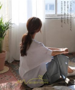 シャツ・ブラウス | ブラウス トップス ｔシャツ 半袖 レディース 体型カバー  シャツ L XL 20代 30代 40代 ママ 50代 60代 大人 丸首 ファッション 新作 夏服 無地 綿麻 ゆったり