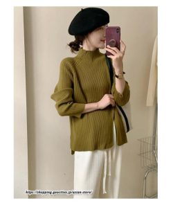 ニット・セーター | カットソー ニット レディース リブニット 長袖 秋冬 春 トップス スリム ストレッチ インナー 無地 長袖カットソー 長袖ニット 通学通勤 着痩せ プルオーバー