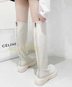 ロングブーツ | レディース ブーツ 秋冬 シューズ 靴 太ヒール チャンキーヒール 合皮ブーツ PUブーツ ロング靴 コスプレ くつ 後ろファスナー COS 大人