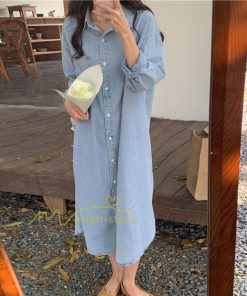 マキシ | ワンピース シャツワンピース ロングデニムシャツワンピース 韓国ファッション 20代30代40代50代 着回し 通勤通学 上品 着痩せ お出かけ 激売れ カジュアル