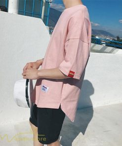 tシャツ・カットソー | Tシャツ カットソー 男女兼用 シンプル ゆったり 夏新作 サマー トップス レディース メンズ クルーネック おしゃれ 4色 黒 ピンク 白 カーキ 大きいサイズ