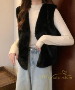 ベスト | ファーレディース 秋冬 ショート丈 アウター ジレ 羽織り 前開き ボタン カーディガン 袖なし 送料無料 コーデ フェイクファー ノーカラー