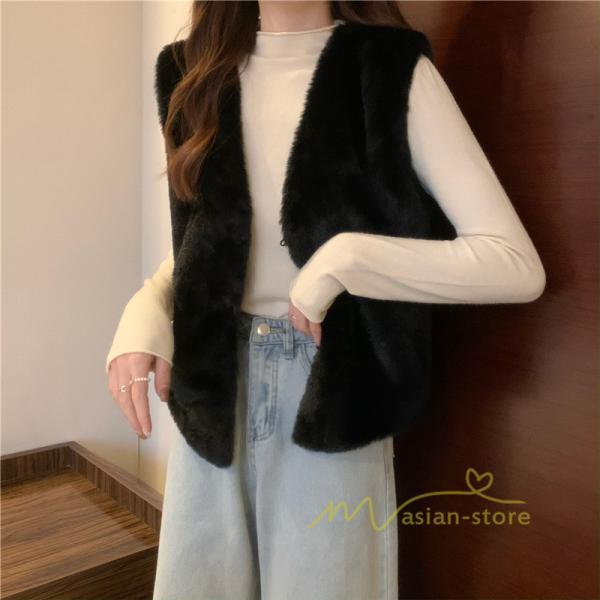 ベスト | ファーレディース 秋冬 ショート丈 アウター ジレ 羽織り 前開き ボタン カーディガン 袖なし 送料無料 コーデ フェイクファー ノーカラー