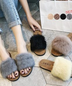 サンダル | ファーレディースミュール ぺたんこ スリッパ 韓国