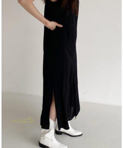 ノースリーブ | ワンピース マキシワンピース マキシワンピ マキシ ロングワンピース ワンピ スリット シンプル 無地 春夏 フレアワンピース ゆったり