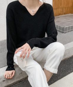 ニット・セーター | ボタン飾り 秋冬 無地 ニットトップス レディース 長袖 ニットセーター シンプルニット プルオーバー きれいめ Vネック