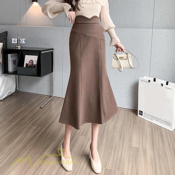スカート | レディース フィッシュテール秋冬コーデ フレア AラインOL ビジネス カジュアル 大きいサイズ XL 20代 ラシャ 40代 上品 30代