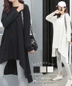 ワンピース | スリットtシャツ レディース ゆったり ロング丈 チュニック ワンピース