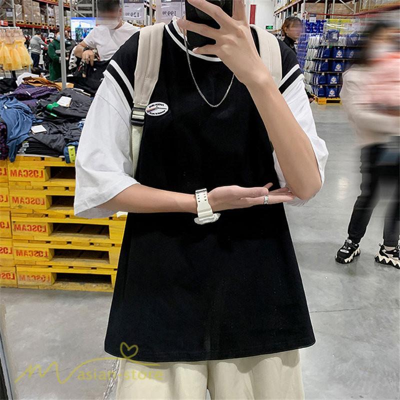 Tシャツ | Tシャツメンズ 重ね着風 半袖 Tシャツ おしゃれ ゆったり カジュアルシャツ クルーネック 新作 大きいサイズ 切り替え サマー上品 春夏 ファッション