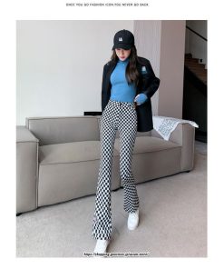 チノ・テーパード・ジョガー・スキニーパン | パンツ レディース フレアパンツ チェック柄 トレンド カジュアル ハイウエスト スキニーパンツ トレンド かわいい 楽ちん お出かけ 送料無料 デート おしゃれ