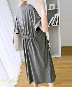 ワンピース | マタニティ妊婦服 レディース 無地 シンプル ゆったり 半袖 ゆるロングTシャツ クルーネック 薄手 マタニティウェア 夏 新作 お出かけ