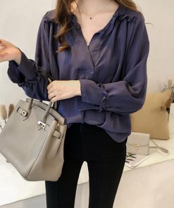 シャツ・ブラウス | 大人 夏 トップス ブラウス オフィス シャツブラウス 長袖 春 フォーマル おしゃれ Vネックブラウス ゆったり レディース