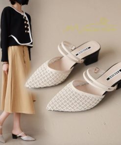 サンダル ミュール | チャンキーヒール サンダル レディース ミュール 2way パンプス 靴 春夏 疲れにくい 美脚 ミュールパンプスサンダル ポインテッドトゥ かかとなしパンプス