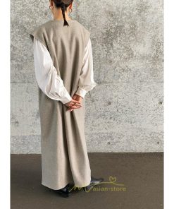 マキシ | ワンピース ジャンパースカート ジャンスカ 深Vネック ロングワンピース Vネック スリット入りロングワンピース ノースリーブ オフィス 大人 30代40代