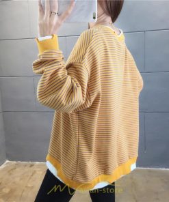 パーカー | 重ね着風トレーナー レディース 長袖 トップス カジュアル スウェット 丸首 プルオーバー ゆったり 抜け感 シンプル 大人 無地 ボーダー柄