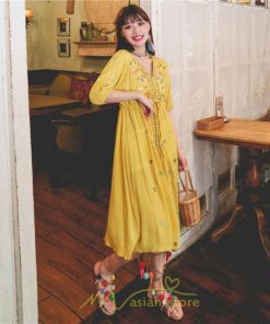 マキシ | ワンピース 膝下 カジュアル 上品 きれいめ 通勤 レディース 七分袖 体型カバー インスタ映え 撮影 個性的 クラシック 大人可愛い 高級感 普段使い 海外旅行