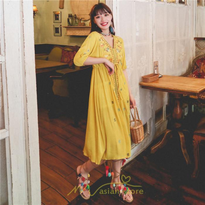 マキシ | ワンピース 膝下 カジュアル 上品 きれいめ 通勤 レディース 七分袖 体型カバー インスタ映え 撮影 個性的 クラシック 大人可愛い 高級感 普段使い 海外旅行