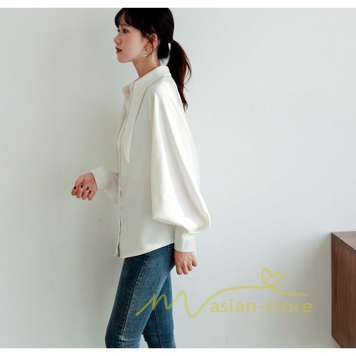 在庫ある | 短納期シフォンブラウスレディース パフスリーブシャツ ビジネスブラウストップス オフィスフォーマルシャツブラウス 薄手 春夏衣装 通学通勤 着痩せ OL 無地