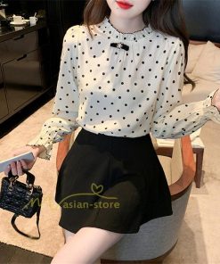 シャツ・ブラウス | ブラウス レディース きれいめ 40代 春夏秋新作 長袖トップス オシャレブラウス ドット柄 シフォンシャツ 上品 大人 通勤 ゆったり 50代 カジュアル 着痩せ 30代