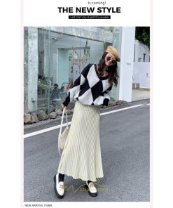スカート | レディース プリーツ秋 冬 ロング マキシ 落ち感 ウエストゴム ハイウエスト ニット 秋冬コーデ あったか きれいめ おしゃれ カジュアル