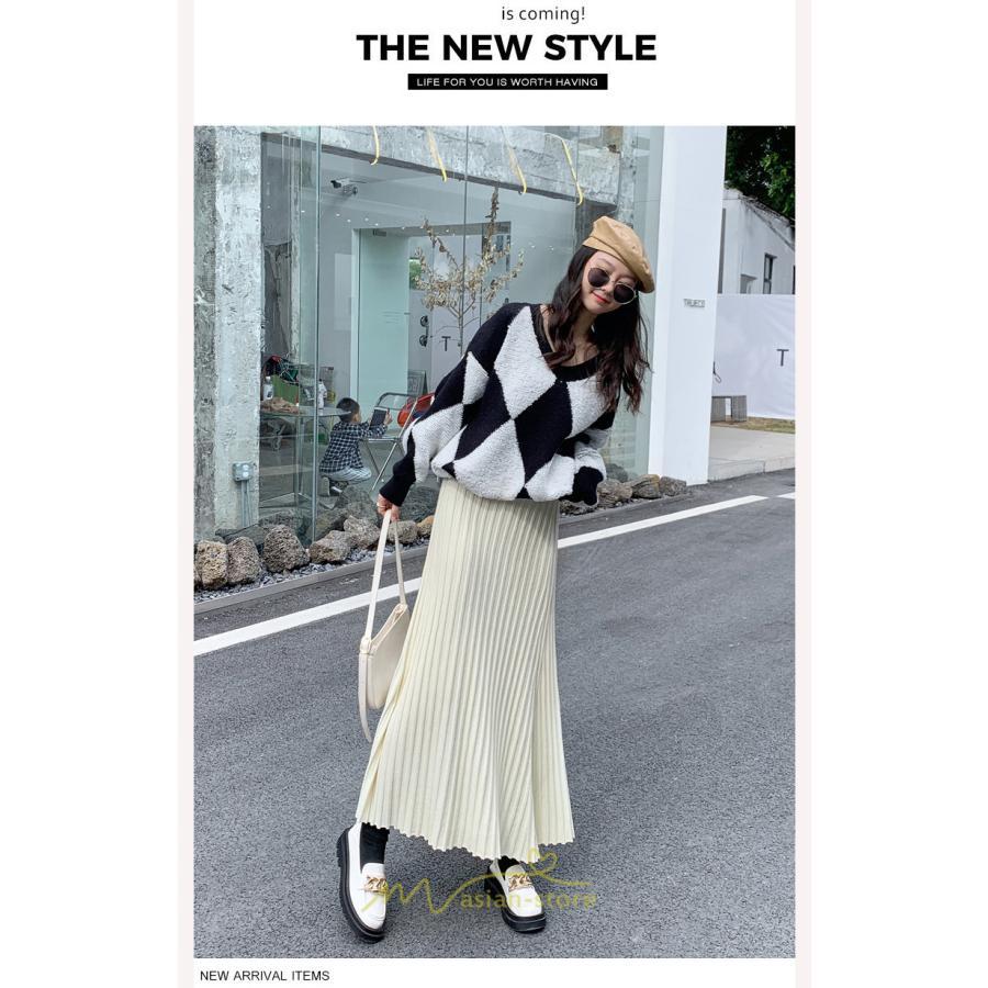 スカート | レディース プリーツ秋 冬 ロング マキシ 落ち感 ウエストゴム ハイウエスト ニット 秋冬コーデ あったか きれいめ おしゃれ カジュアル