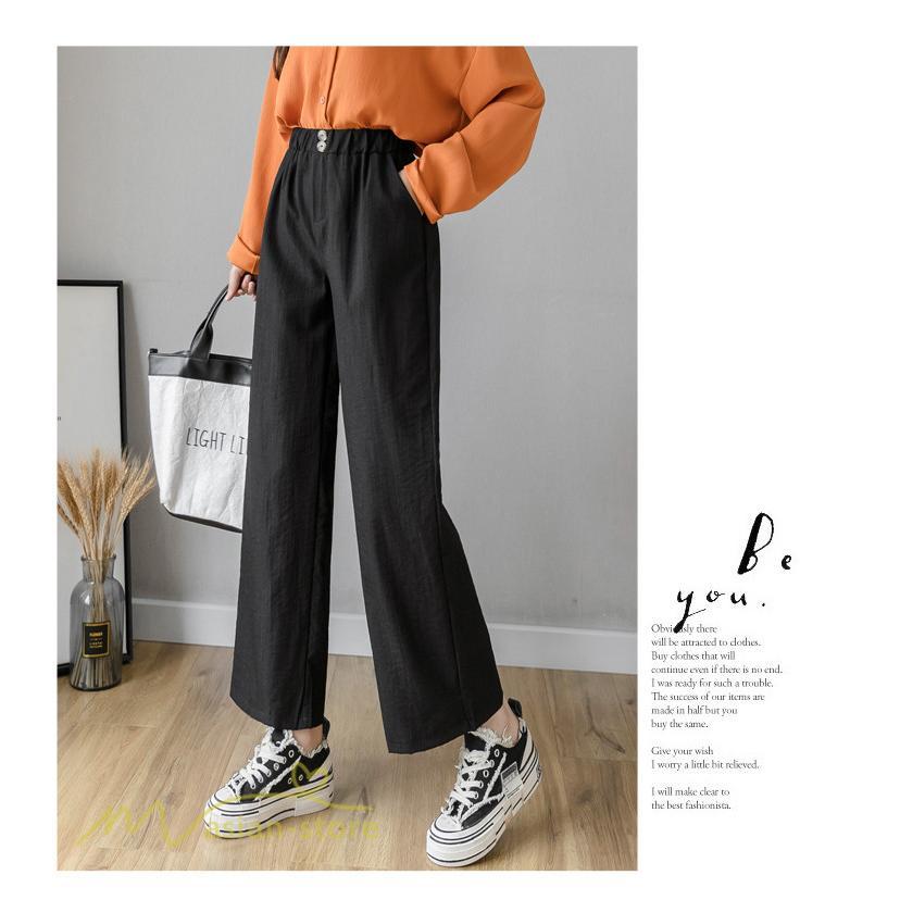 ワイドパンツ | ガウチョパンツ ゆったり ロングパンツ ハイウエストパンツ ウエストゴム カジュアルパンツ 無地 体型カバー レディース おしゃれ 通勤通学