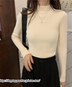 ニット・セーター | カットソー ニット レディース リブニット 長袖 秋冬 春 トップス スリム ストレッチ インナー 無地 プルオーバー 長袖ニット 通学通勤 長袖カットソー 着痩せ