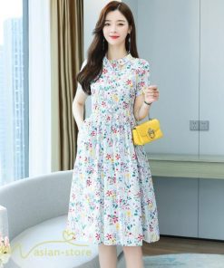 ミディアム | ワンピース レディース 花柄 サマーワンピース 半袖 シャツワンピース 夏 30代 40代 きれいめ プリント おしゃれ 膝丈 ミディアムワンピース 大きいサイズ
