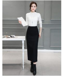 在庫ある | 短納期ロングタイトスカート ハイウエスト ロングスカート ビジネススカート ラシャスカート スリットセクシースカート エレガント フェミニン 後ろファスナー