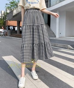スカート | チェック柄 ロング丈 フレア ボトムス レディース おすすめ おしゃれ ブラック フリーサイズ カジュアル お出かけ 通勤通学 着痩せ 20代30代40代50代