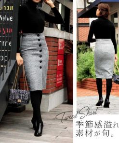タイトスカート | ツイード スカート レディース 秋冬 ハイウエスト ひざ丈 ミモレ丈