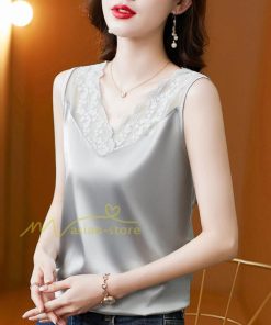 キャミソール タンクトップ | トップス タンクトップ レディース ノースリーブ Vネック Vネックタンク 20代30代40代50代 ママ 母 インナー カジュアル お出かけ カシュクール レース付き
