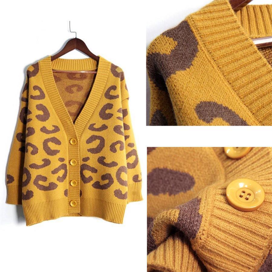 カーディガン | 長袖 レオパード柄 ゆったり ニットレディース カジュアル 羽織り おしゃれ ニットトップス ヒョウ柄 きれいめ